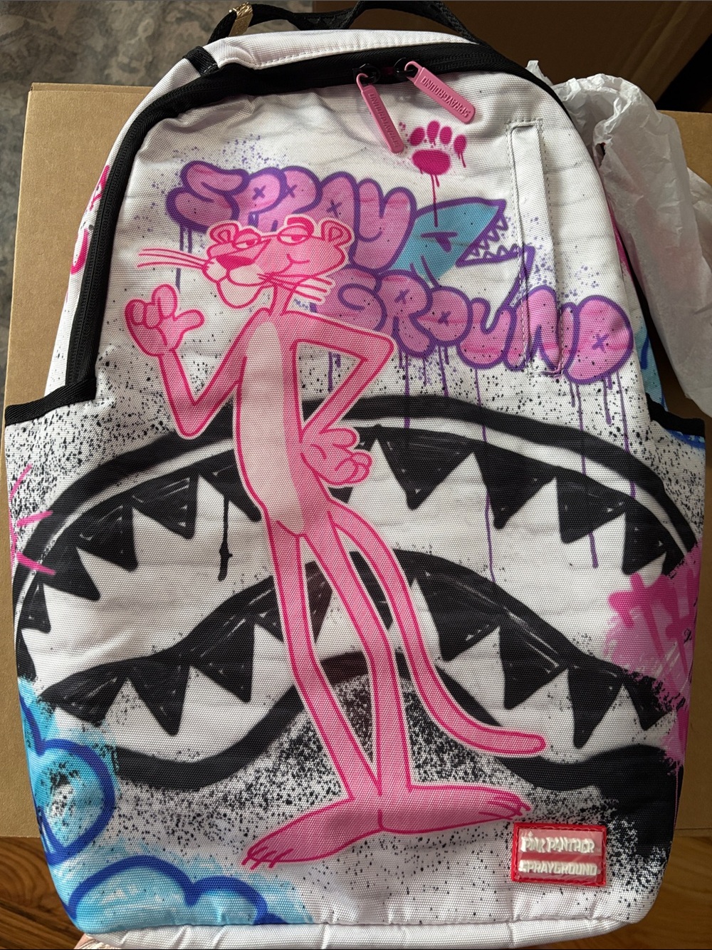 Sprayground Pink Panther Graphic Backpack - Pink, Black, White